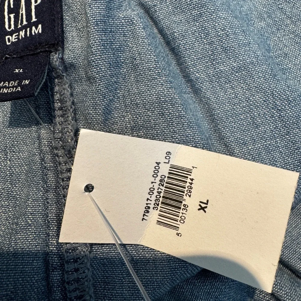 Gap Chambray Denim Maxi Dress Women's XL Indigo Western Boho Cowgirl Rodeo NEW - Picture 4 of 11